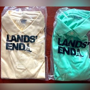 Land's End Men's Polos Lot Of Two (2) Large (L) Brand New WITH TAGS Yellow/Green